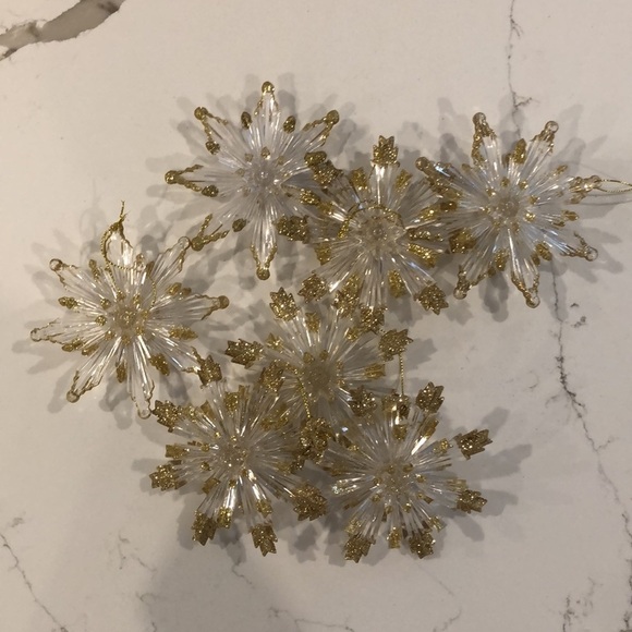 🎄Vintage acrylic plastic starsnowflake Christmas ornaments set (7) clear gold - Picture 4 of 10